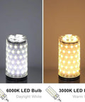 6000K daylight white and 3000K warm white LED bulbs comparison, showing brightness levels for chandeliers.