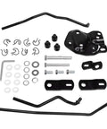 4-Speed Shifter Linkage Kit For Muncie Manual Transmission, Fits Classic Chevy Buick Oldsmobile Pontiac Models, Replaces 3733163, Durable Steel Construction For Smooth, Precise Shifts. black steel linkage rods, brackets, clips, and hardware laid out on white