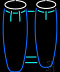 Led Neon Sign With Congas Drum Design, 19 Inch Tall By 15 Inch Wide, Black Square Cut Acrylic Backing, Dimmer Included