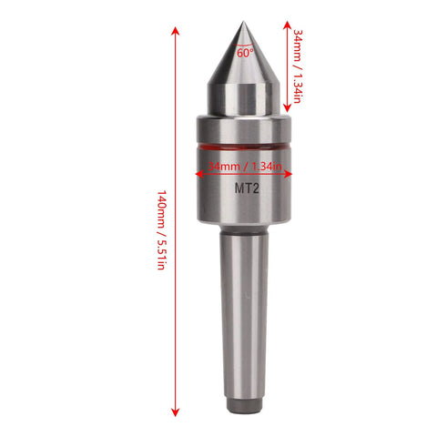 MT2 Live Center For Lathe Tailstock With 60 Degree Center Tip Triple Ball Bearing System High Carbon Steel Construction product image