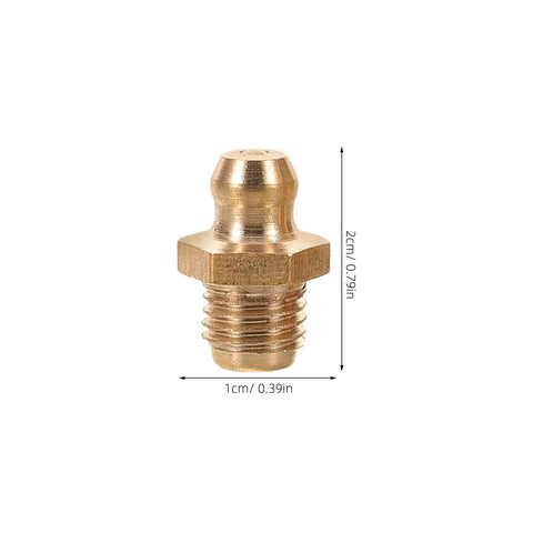 Single nipple from 9Pcs Grease Fittings Assortment Kit for Automotive Use with 180 Degree, brass material, focus on size