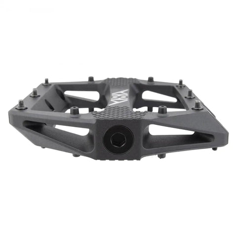 Strapd Platform Pedal With 9/16 Inch Chromoly Axle And Concave Composite Body Built In Strap Retention for MTB BMX Black, side view