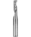 Solid Carbide Upcut End Mill Router Bit Single O Flute Design 3/16 Inch Diameter shown from the side for aluminum and plastics.