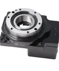 Hollow Rotary Actuator Built Tough With 10 To 1 Gear Ratio And Nema 23 Stepper Motor For Precision Positioning A High Rigidity Rotating Platform For CNC Indexing And Factory Automation Featuring A Central Hollow Bore For Clean Cable Routing
