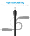 Premium 16AWG DC Power Pigtail Cable With 2.1mm By 5.5mm Barrel Plug Male showing durability and flexibility in bending