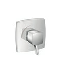 Ecostat Classic Pressure Balance Shower Valve Trim In Chrome with concealed thermostat for two outlets, close-up view