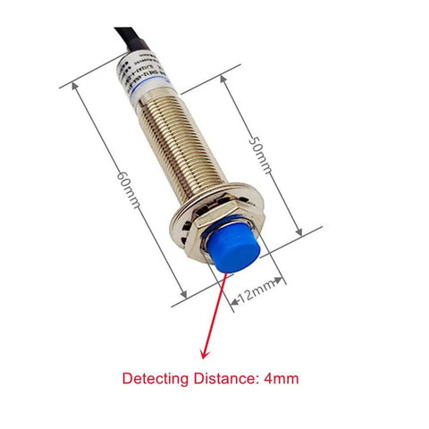 Inductive Proximity Sensor LJ12A3 4 Z BX 4mm Detection 12mm Diameter NPN NO 3 Wire DC 6 To 36V with dimensions shown