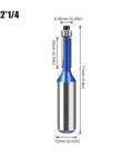 Super Cool Extended Trimming Router Bit For Pros With 12mm Or Half Inch Shank And Smooth Cutting Edges, 12mm size.