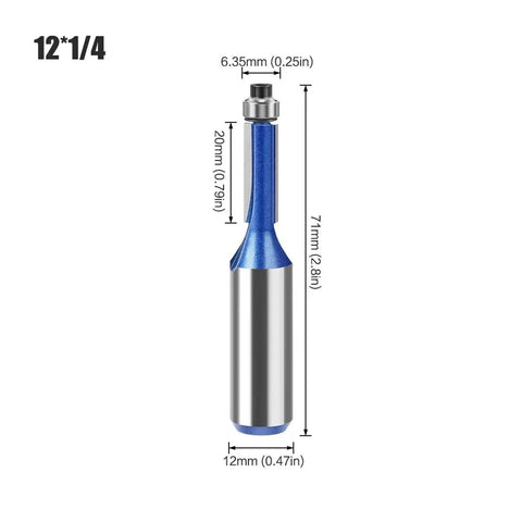 Super Cool Extended Trimming Router Bit For Pros With 12mm Or Half Inch Shank And Smooth Cutting Edges, 12mm size.