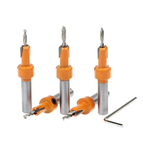 Badass 4x8mm Countersink Drill Bit For Woodworkers Quick Flush Hole Opener tools with orange and metal bits for woodworking projects.