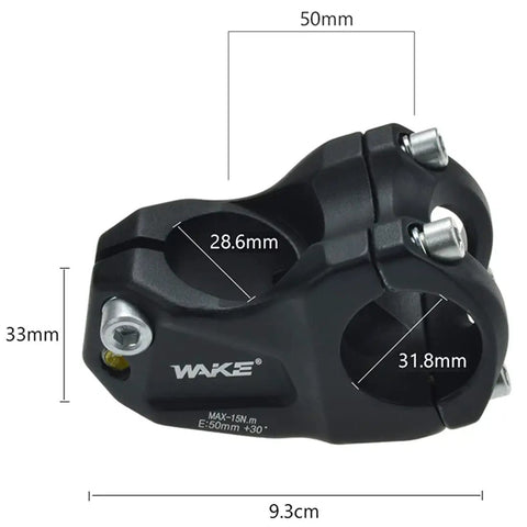 50mm Mountain Bike Stem With 31.8 Bar Clamp And 30 Degree Rise, CNC 6061 T6 Aluminum, four bolt design, side view