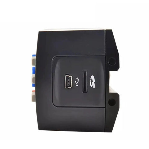 Heavy Duty Digital Surface Roughness Tester And Finish Gauge For Alloy Tool Steel Workpieces With Top Shelf Precision Inductive Sensors USB port and micro SD card slot view.