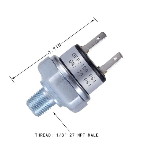 Heavy-Duty Universal Air Pressure Switch 70 100 PSI For 1/8-27 NPT Lines Plug-And-Play Works With 24V 12V DC And 110V 120V 240V AC