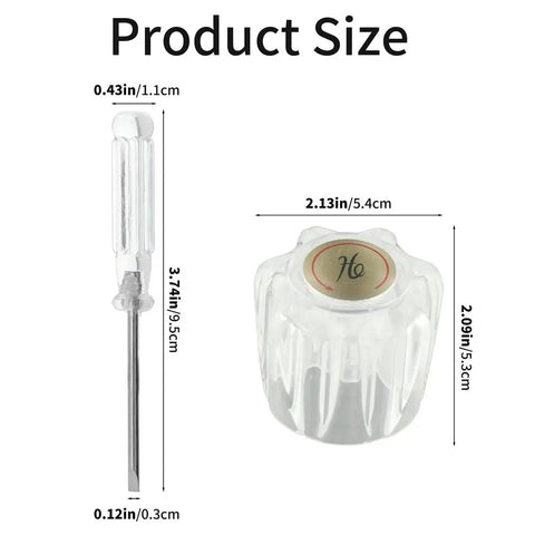 Clear Acrylic Faucet Handles Replacement Kit Two Pack With Screwdriver For D Shaped Stems Universal Fit size illustration