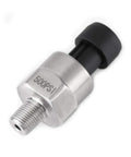 Stainless Steel Pressure Transducer For Oil Fuel Air And Water Up To 500 Psi With Beefed Up Pro Grade Build And Ultra Accurate Two Percent Full Scale Output Lightweight Compact Sensor For Automotive And Industrial Use, side view showing 1/8" NPT fitting