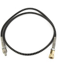 36 Inch DN2 Microbore Air Fill Hose For Charging Stations And Adapters, Black microporous hose with quick-release connectors.