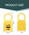 Two Piece Yellow Engine Coolant Reservoir Cap Replacement set, dimensions 4.68x2.26, for Dodge Jeep Ram, shown front and rear views