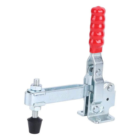Quick Toggle Clamp Welding Fixture For Metal Plate And Circuit Board Positioning, iron body with plastic handle, side view