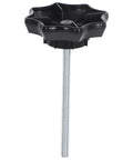 Spare Tire Hold-Down Bolt Replacement And Wheel Carrier Clamp Hardware For Vehicle Safety with black plastic knob and metal thread.