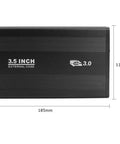 Heavy Duty 3.5 Inch External Hard Drive Enclosure With Slick Aluminum Build And Straight Up SATA To USB 3.0 Port Setup for easy storage.