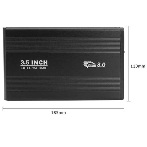 Heavy Duty 3.5 Inch External Hard Drive Enclosure With Slick Aluminum Build And Straight Up SATA To USB 3.0 Port Setup for easy storage.