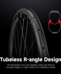 700C Carbon Road Bike Wheelset Tubeless Ready 50mm Depth 28mm Width UD Matte Finish With U Shaped Wind Breaking Profile And CNC Drilled