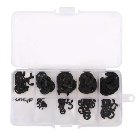 Heavy Duty E Clip Snap Circlip Kit 120 Pieces Manganese Steel Retaining Rings in case for 1.5-10mm grooves