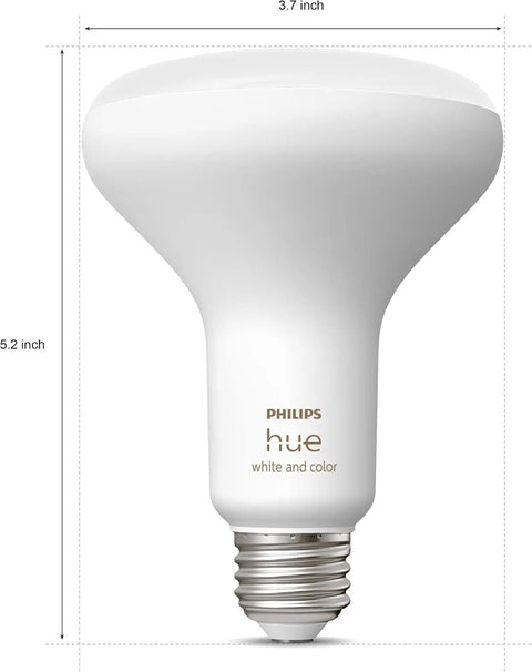 Smart Color Ambiance BR30 LED Bulb 85W Equivalent with E26 Base, showing dimensions and design for indoor lighting use