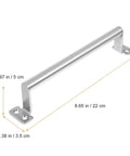 Stainless Steel Cabinet Pull Handles Round Drawer Pulls For Wardrobe Closet Doors Large Size Furniture Hardware For Kitchen And Home Renovation Durable Sleek Easy Install, showing dimensions in silver finish