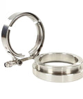 Beefed Up T304 Stainless V-Band Clamp Flange Kit, 3.25 Inch Inlet, 4.25 Inch Clamp Width, CNC Machined Flanges For GT45 Turbo Pipe