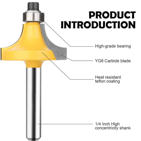 1/4 Inch Shank Tungsten Carbide Router Bit, high-grade bearing in 25-Piece 1/4 Inch Shank Tungsten Carbide Router Bit Set For Pros And DIY Woodworkers.