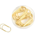 Oversized Gold Paper Clips Set, Big Ol Jumbo 2 Inch 50mm Clips, 20 Pack, Non Skid Smooth Finish Steel Wire Office Supplies in clear box.