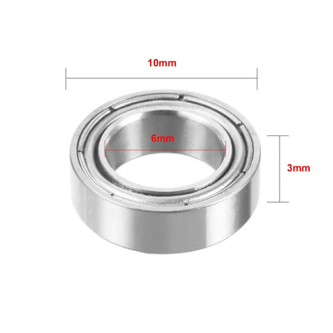 MR106ZZ 6mm By 10mm By 3mm Double Shielded Miniature Deep Groove Ball Bearing For High Speed Motion Chrome Steel GCr15 Construction Dust Shields Keep Dirt Out Low Friction A Real Workhorse For RC Cars 3D Printing Hobby And Small Machinery, 6x10x3mm chrome steel bearing shown with size markings