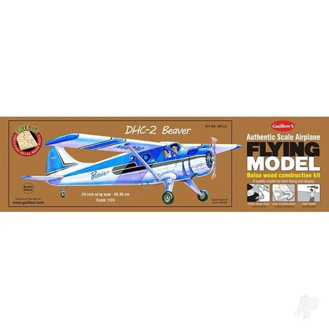 Beaver DHC-2 Laser Cut Model Kit With 24 Inch Wingspan, kit box showing plane illustration and model details.