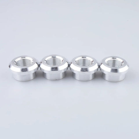 Shop Grade 3/8 Inch NPT Female Aluminum Weld On Bung Plate Kit Four Pack, 6061 T6 Alloy, ideal for valve covers and fuel cells.