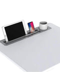 Game Changer Adjustable Lectern Podium Stand With Smooth Wheels For Quick Presentations, showing tablet, phone, and cup holder.