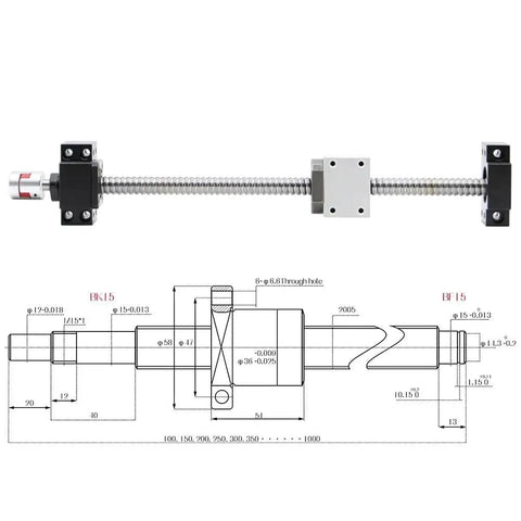 Awesome SFU2005 5mm Lead Ball Screw Kit With Machined Ends RM2005 Nut BK15 BF15 Supports Plus Coupler For DIY CNC And 3d Printer Builds, 200mm