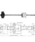 Super Smooth SFU2005 Kit With 5mm Lead Rolled Ball Screw Including RM2005 Nut Plus BK15 BF15 Supports And Coupler For CNC Projects At 1100mm Length, shown with BK15 BF15 supports and coupling