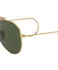 Outdoorsman I Aviator Sunglasses in Shiny Gold with G15 Green Lenses, 58mm Prescription Ready, RX Able, classic pilot style, side view