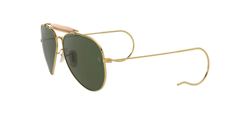 Outdoorsman I Aviator Sunglasses in Shiny Gold with G15 Green Lenses, 58mm Prescription Ready, RX Able, classic pilot style, side view