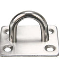 Heck Yeah Durable High Grade Stainless Steel Door Latch With Secure Padlock Buckle and Rustproof Gate Hasp Four Hole Mount Plate shown from above.