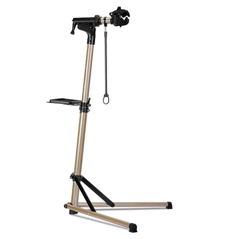 Beefy Pro Grade Aluminum Bike Repair Stand With Height Adjustable Arm And 360 Degree Clamp, Tool Tray Included
