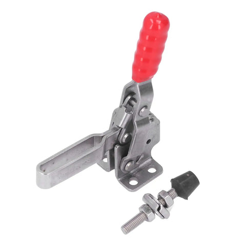 Top Tier Stainless Steel Arrow Storage Case Toggle Clamp With Durable Adjustable Latch For Heavy Duty Mechanical Equipment And Home DIY Projects You Need, featuring red plastic grip and sturdy design.