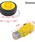 Mini DC Gearbox Motor Dual Shaft 1 To 48 TT Gearbox For Arduino Smart Car Robot 3 To 6V With Plastic Tire Wheels dimensions