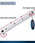 Extension Wrench Built Tough With 13.4 Inch Length And 3/8 Inch Square Drive, chain-driven, with ergonomic handle.