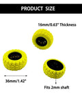 10Pcs RC Toy Car Wheels With Rubber Tires And 5Pcs Metal Shafts, 2mm Diameter Round Rod Axles, yellow 36mm wheels, 16mm thick