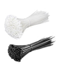 Heavy Duty Cable Ties For Quick Cord Cleanup And Wire Harness Organization PA66 Nylon Bundle Straps in white and black.