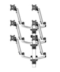 Hella Adjustable Spring Arm Six Monitor Wall Mount For Flat Panel Displays with six mounts and sturdy aluminum arms.