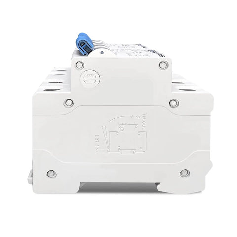 Rigged Tough Dual Power Manual Transfer Switch Pair Match with Pro Level Arc Fault Circuit Breaker side view with connectors.