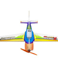 Top view of Foam RC Plane Kit 710mm Wingspan for DIY 3D Aerobatic Flying Outdoor Fun showing colorful design and structure.